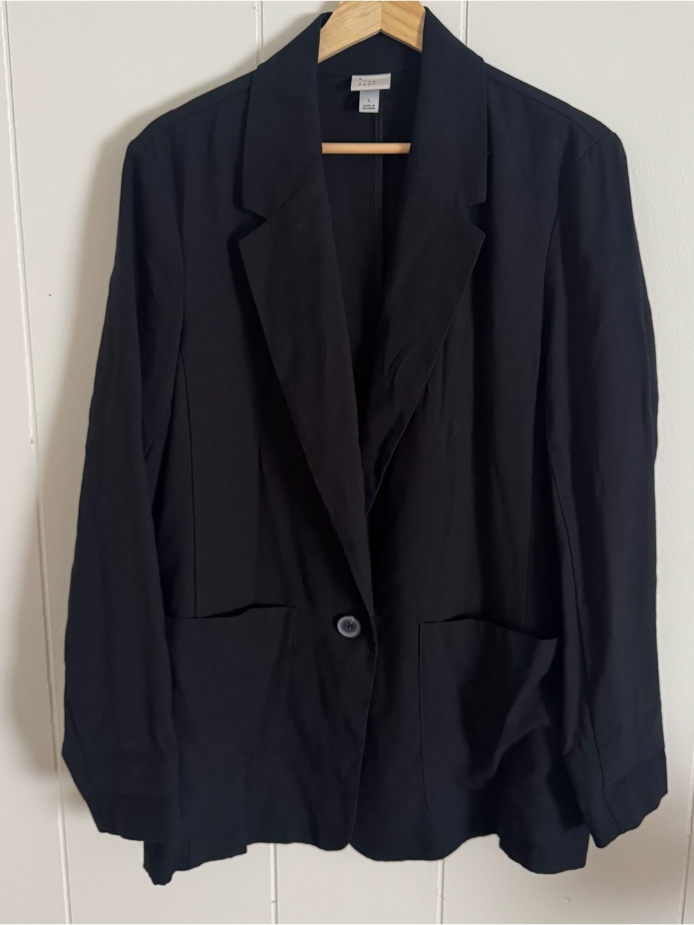 A New Day Brand Black “Linen” Single-Button Women's Blazer Sz L